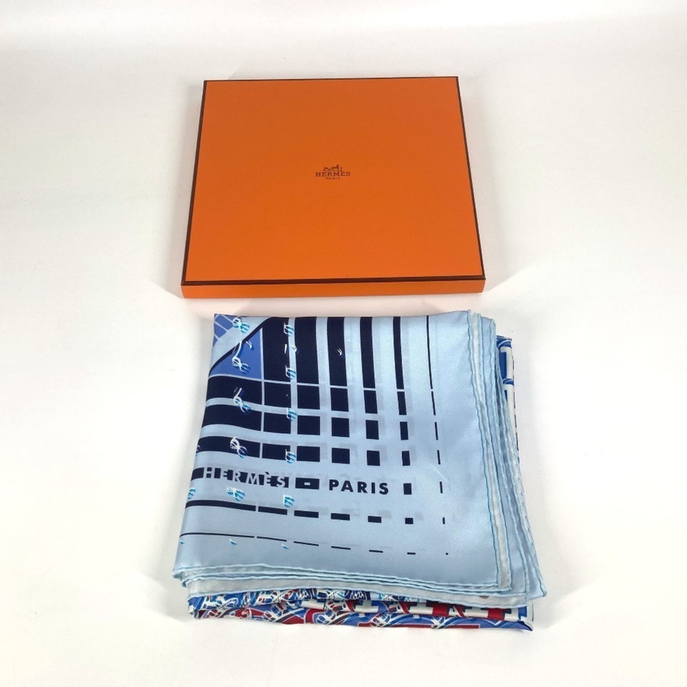 HERMES Blue Silk Scarf - Picture 11 of 11